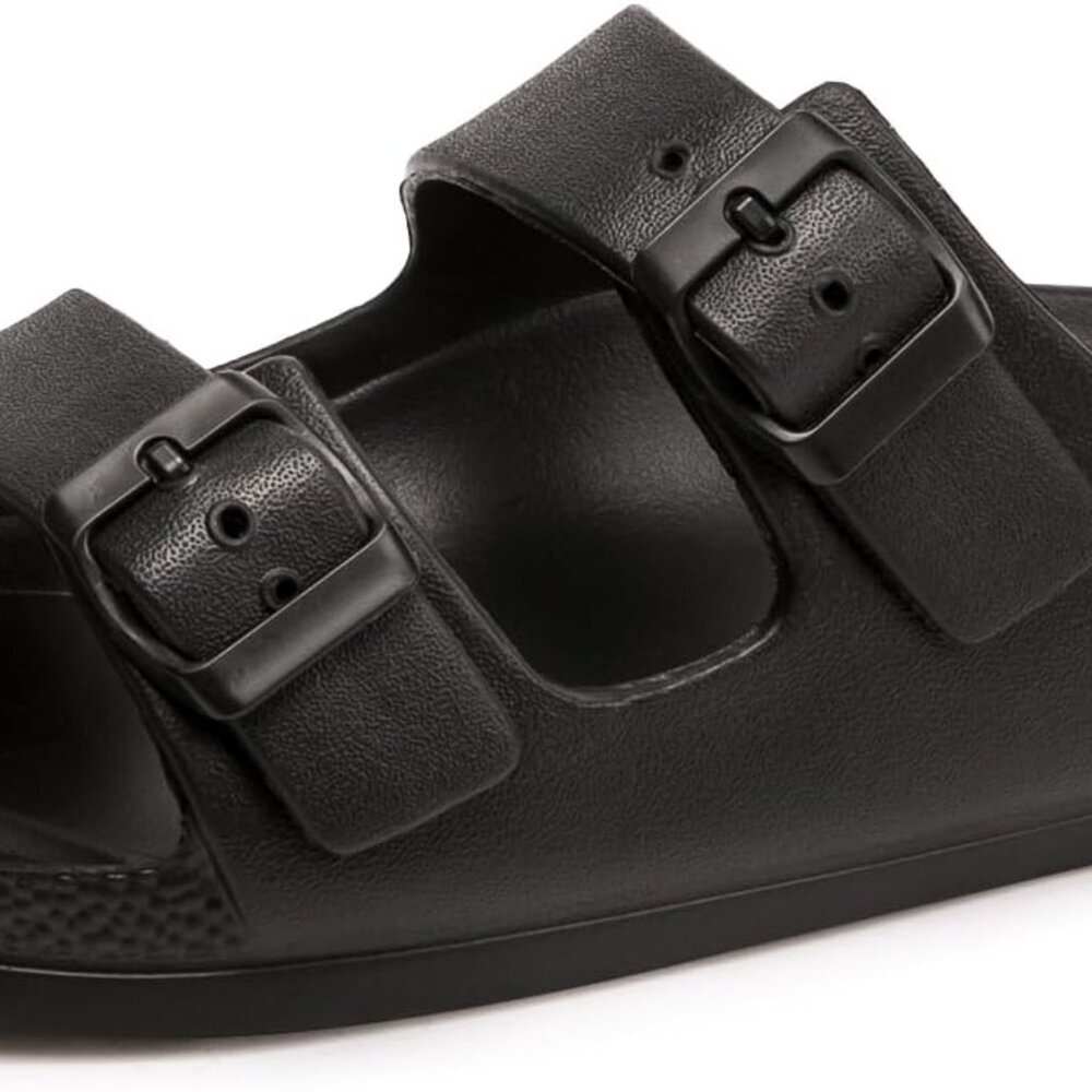 Women's Comfort Slides Double Buckle Adjustable Plastics Flat Sandals